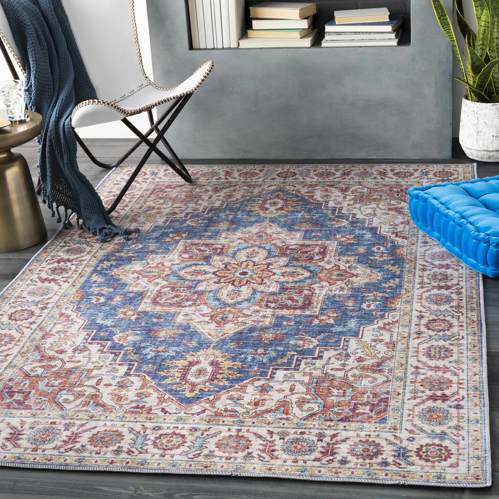 Kapaa Blue Medallion Rug - Clearance - Ornate Home