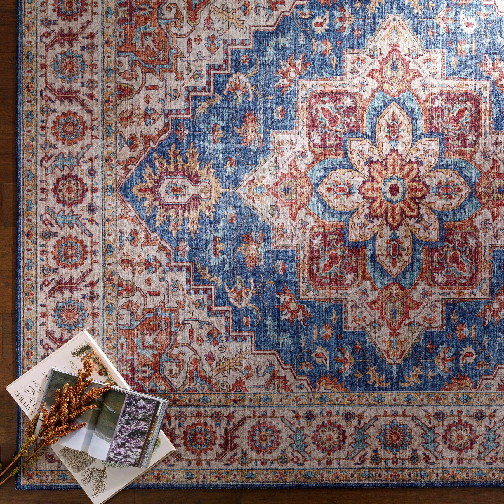 Kapaa Blue Medallion Rug - Clearance - Ornate Home
