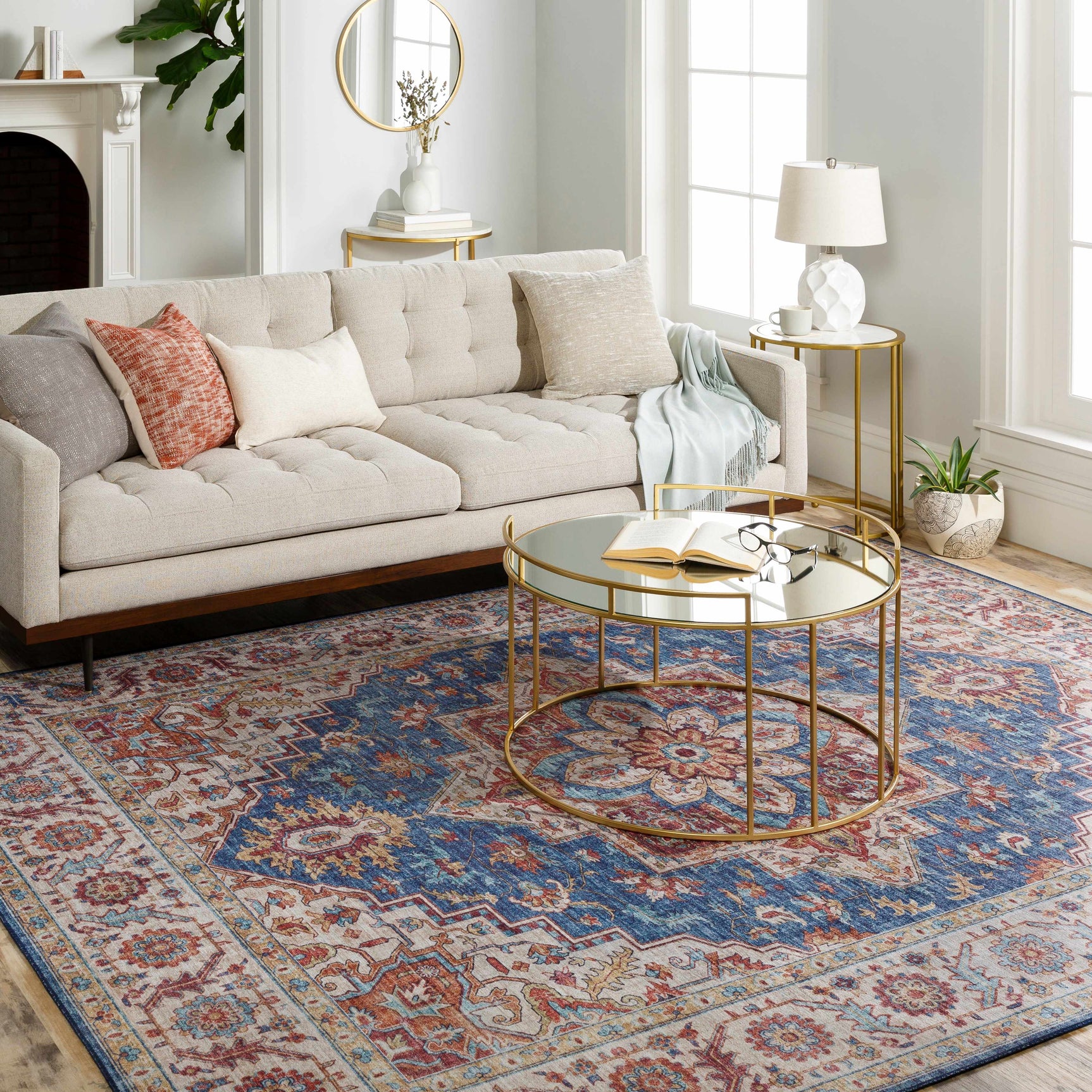 Kapaa Blue Medallion Rug - Clearance - Ornate Home
