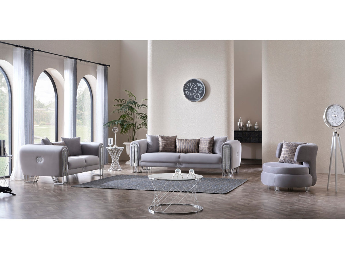 Kapadokya Grey 3-pieces (Sofa & Loveseat & Chair) Living Room Set - Ornate Home