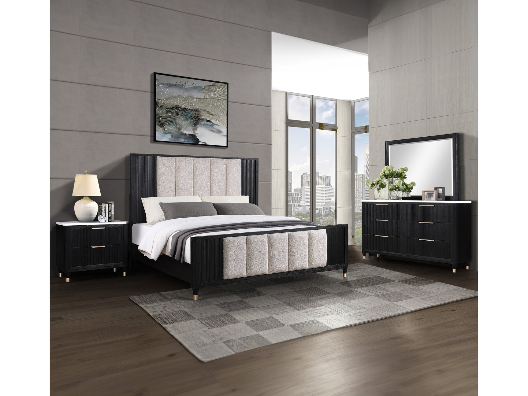 Kara Black Panel Bedroom Set - Ornate Home