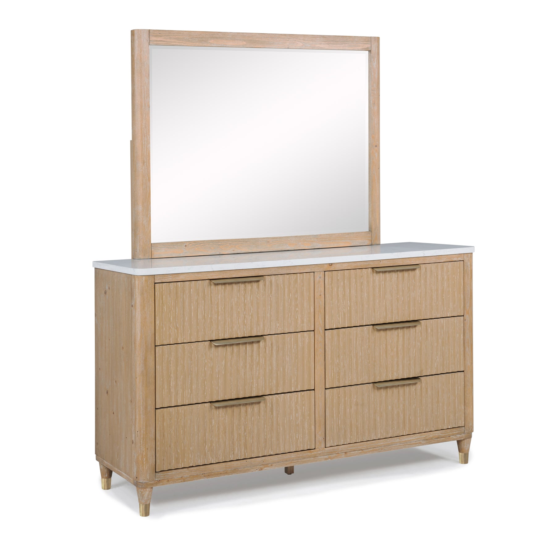 Kara Cerused Natural Upholstered Panel Bedroom Set - Ornate Home