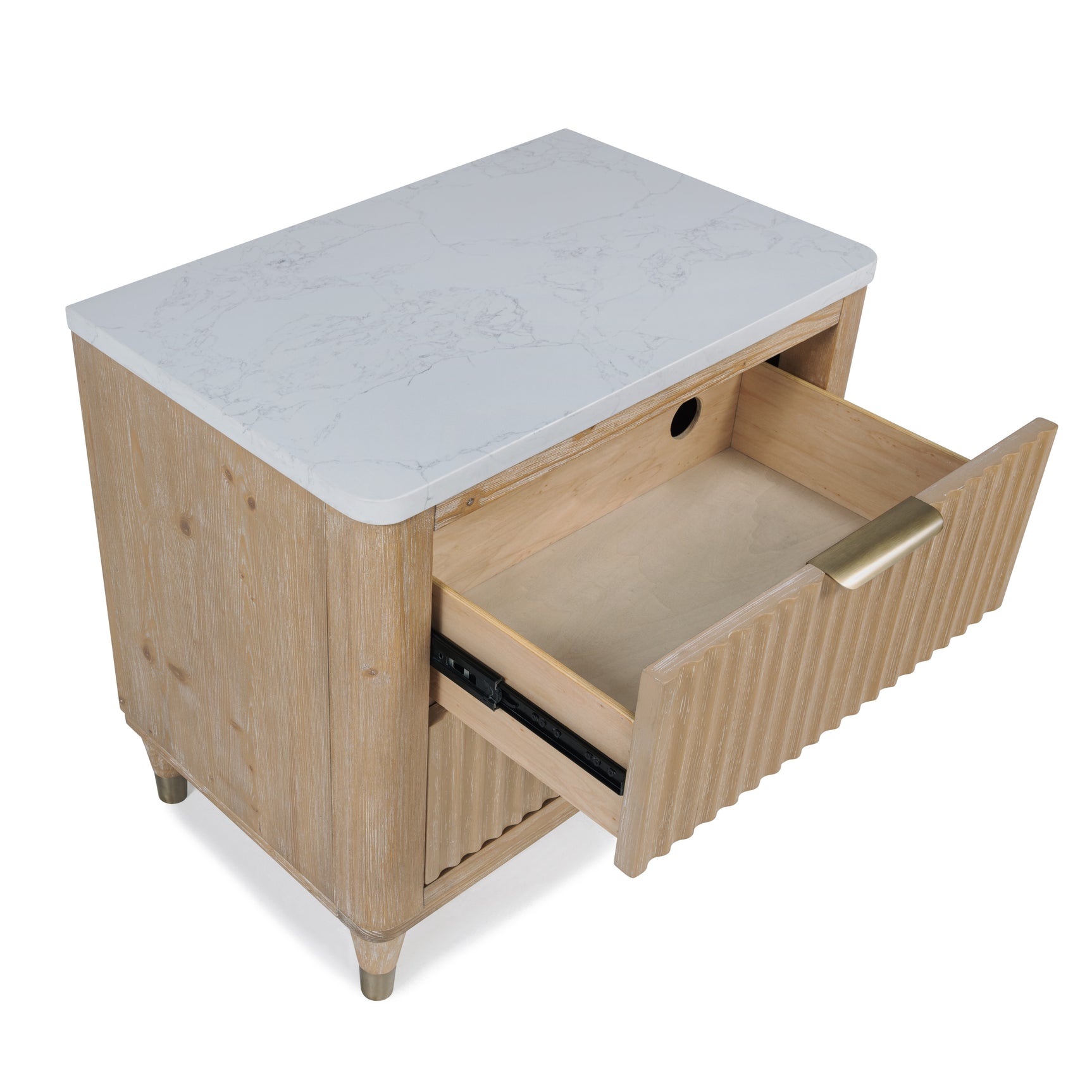 Kara Cerused Natural Upholstered Panel Bedroom Set - Ornate Home