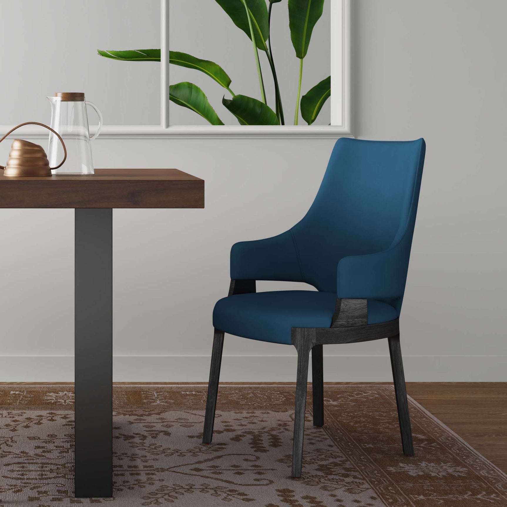Kara Dining Arm Chair in Blue - Ornate Home