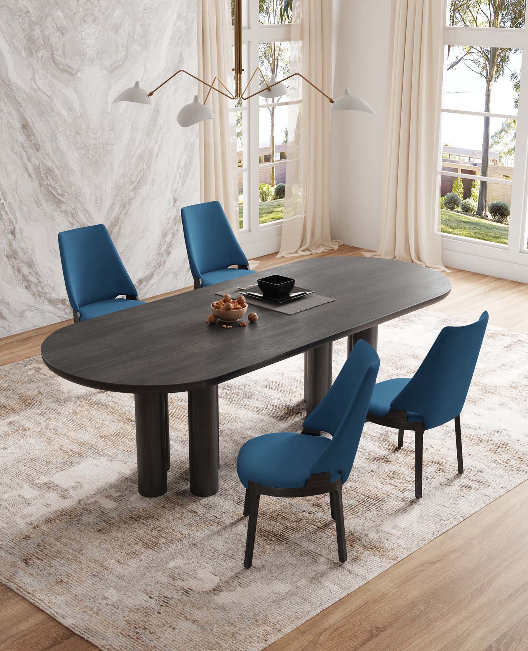Kara Dining Side Chair in Blue (set of 4) - Ornate Home