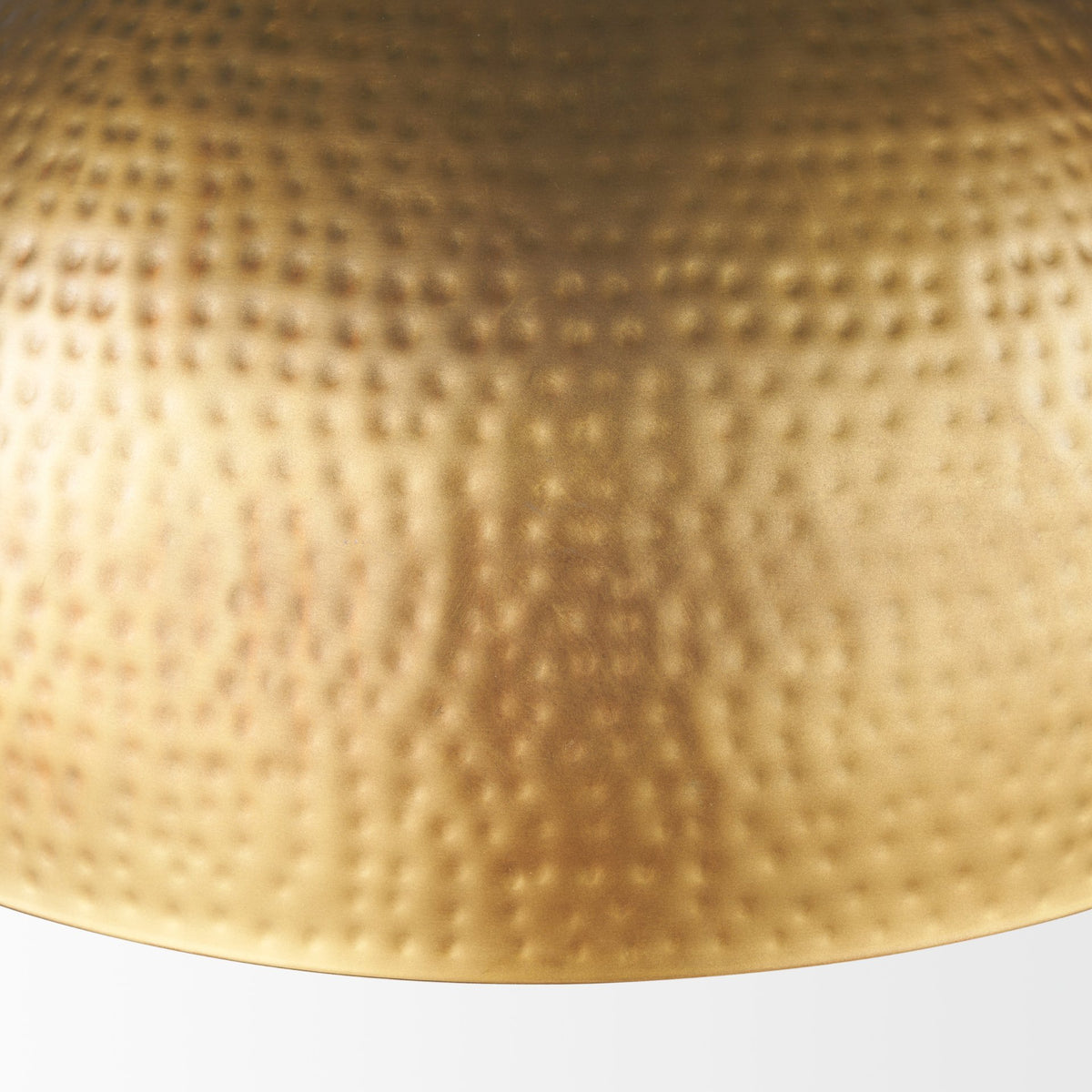 Karina Gold 24" Round Brass-Tone Hammered Metal Dome Pendant Light - Ornate Home