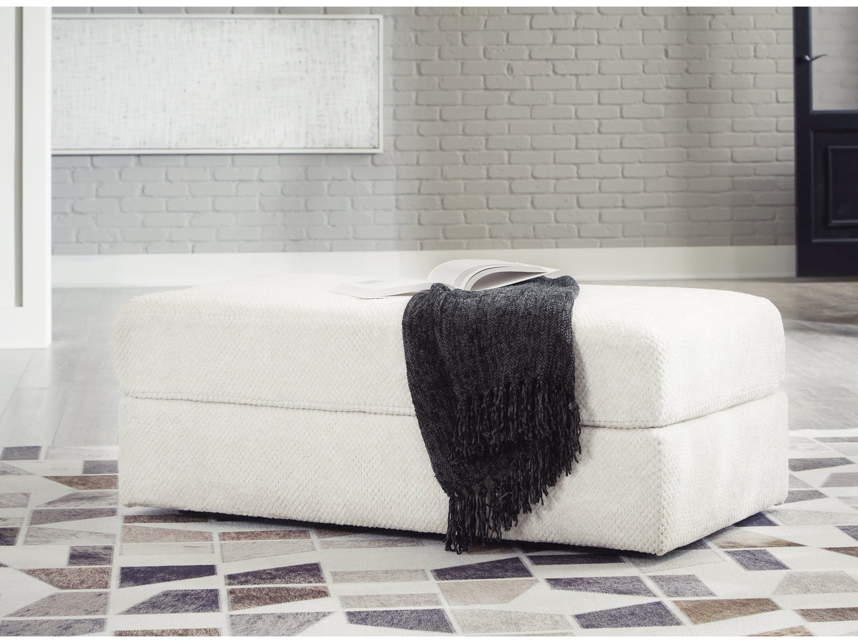 Karinne Linen Oversized Accent Ottoman - Ornate Home