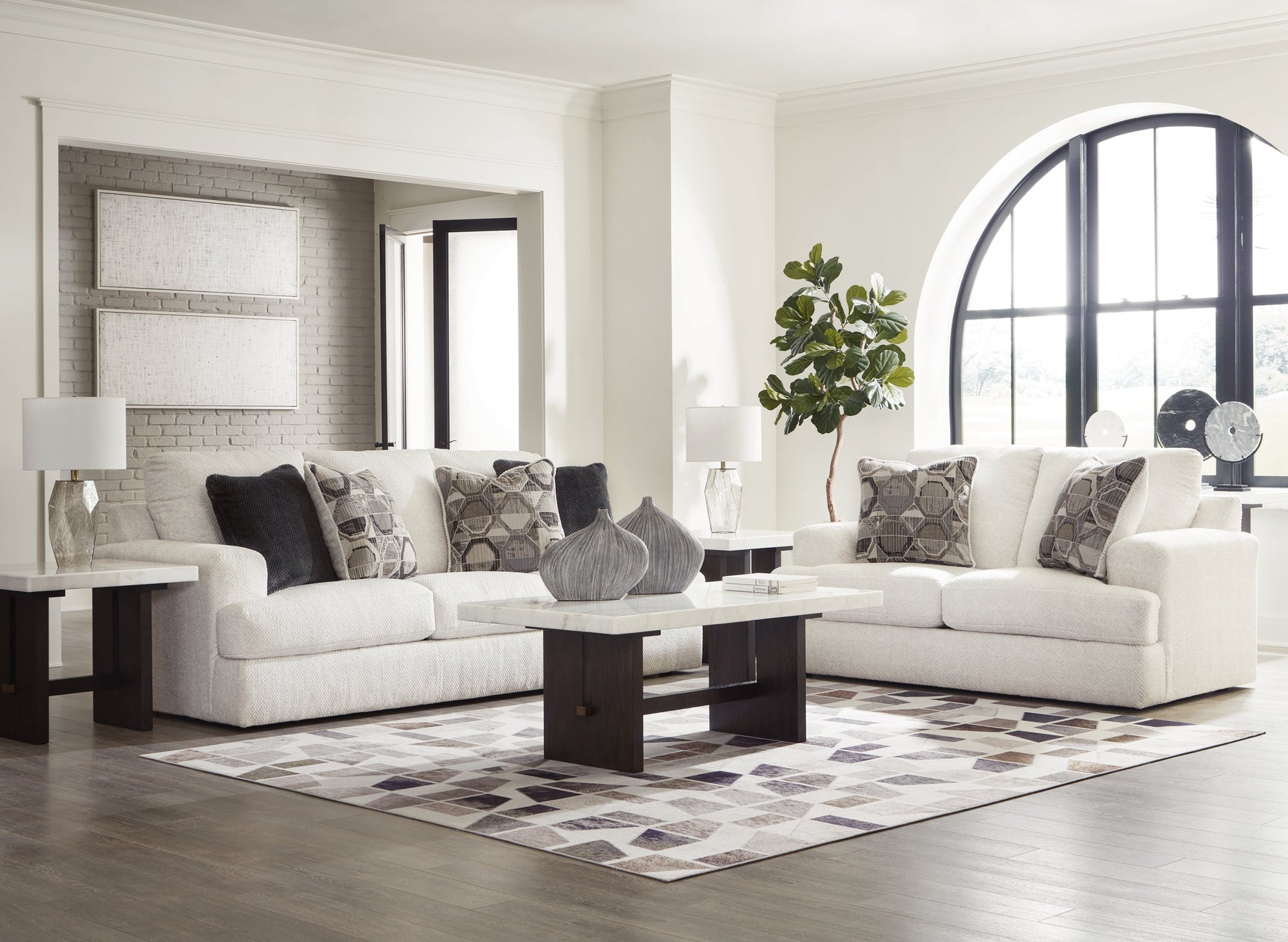 Karinne Linen Sofa and Loveseat - Ornate Home