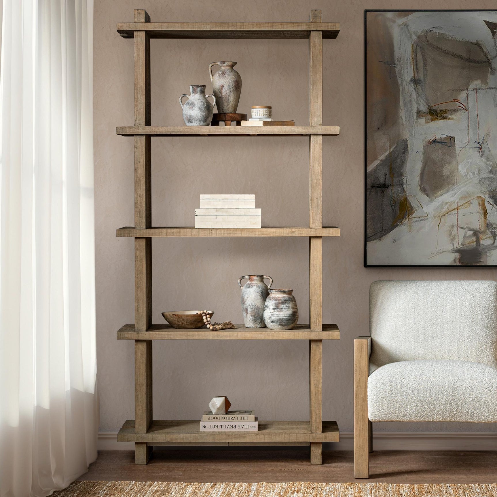 Karlla Natural Clay Bookshelf - Ornate Home