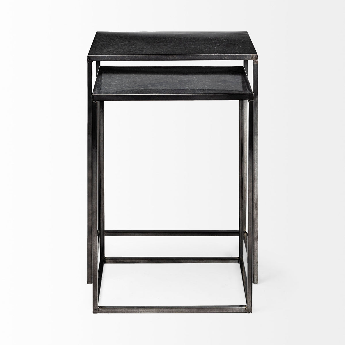 Kasey Black Galvanized Metal Nesting Accent Tables (Set of 2) - Ornate Home