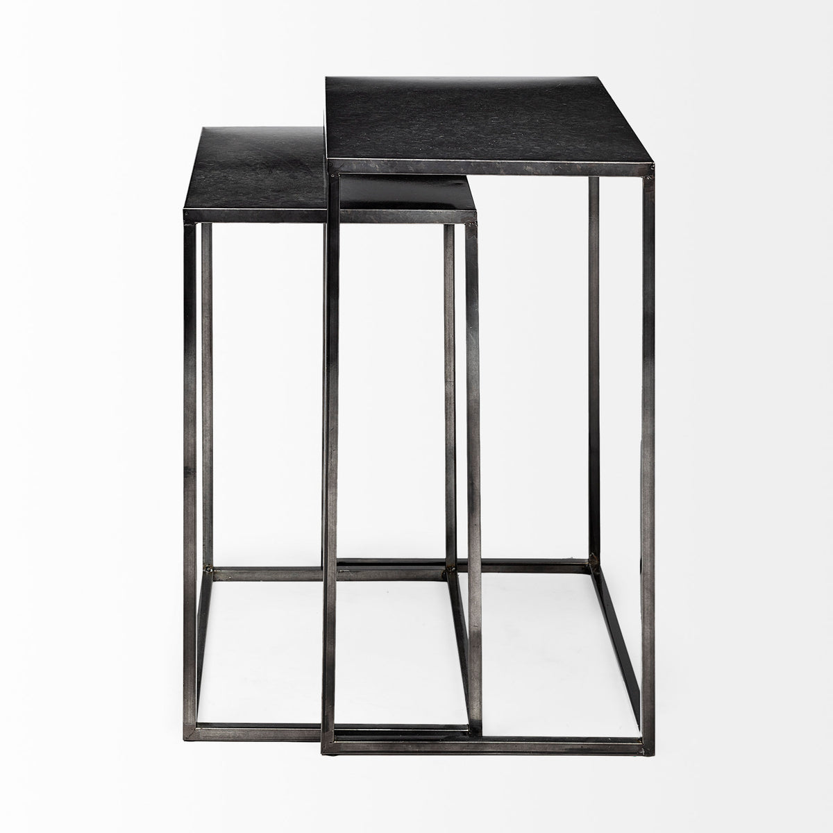 Kasey Black Galvanized Metal Nesting Accent Tables (Set of 2) - Ornate Home