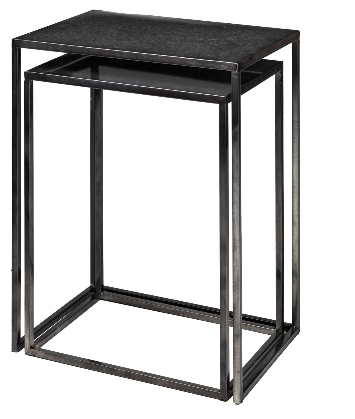 Kasey Black Galvanized Metal Nesting Accent Tables (Set of 2) - Ornate Home