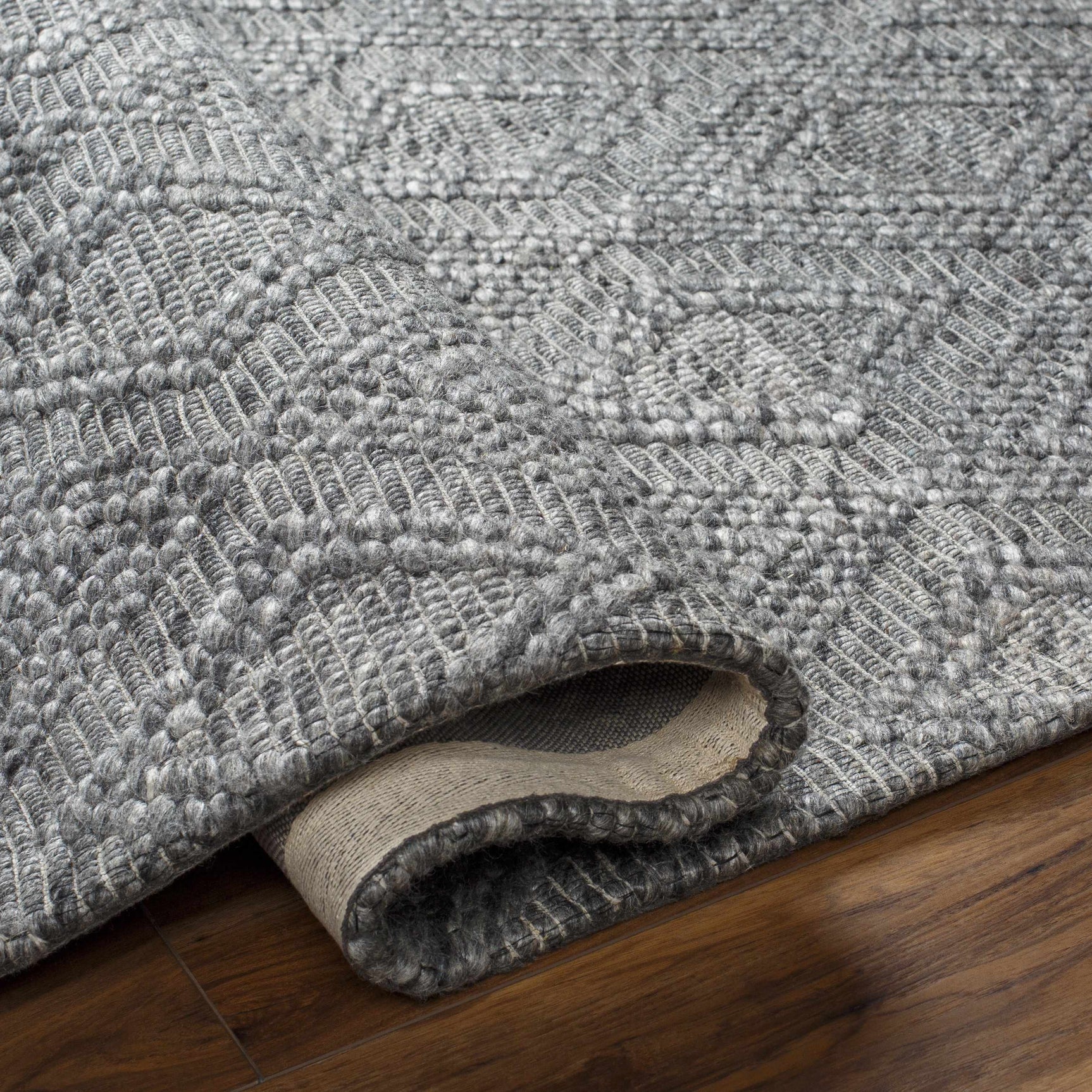 Kasib Dark Gray Hand Woven Area Rug - Clearance - Ornate Home