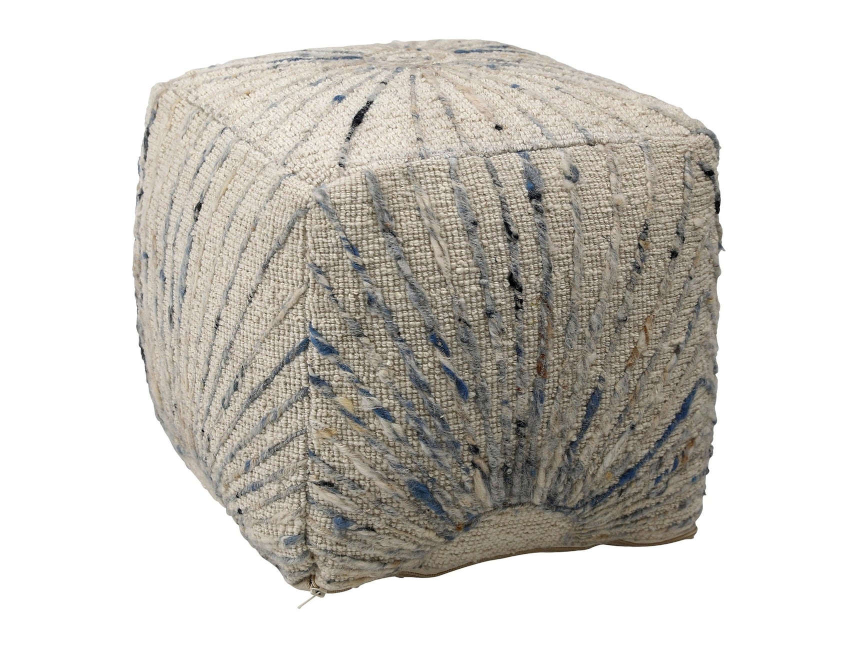 Kathleen Ivory/Blue Pouf - Ornate Home