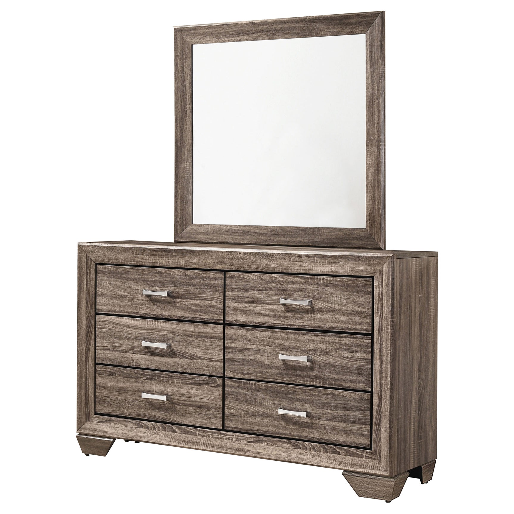 Kauffman Washed Taupe Dresser and Mirror - Ornate Home