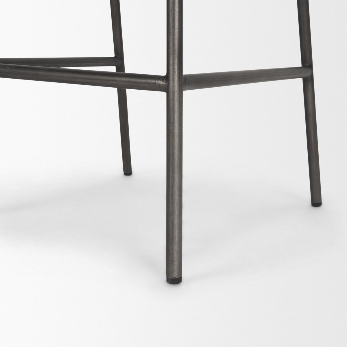 Kavalan Chocolate/Gunmetal Leather Seat Frame Counter Stool - Ornate Home