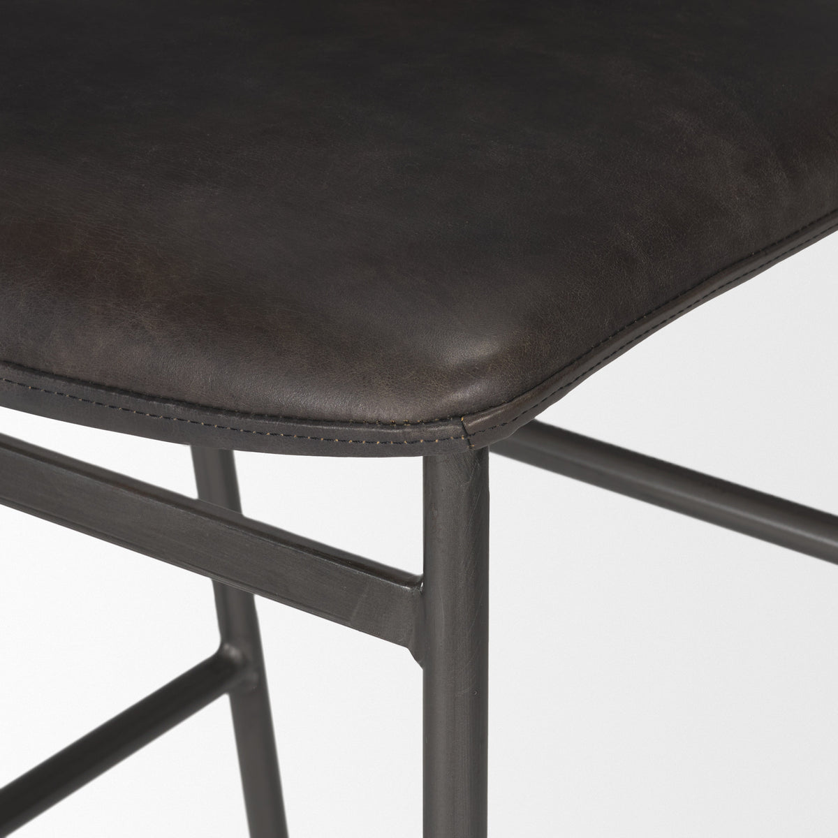 Kavalan Ebony/Black Leather Seat Metal Frame Bar Stool - Ornate Home