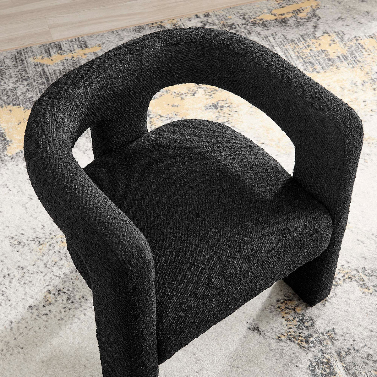 Kayla Black Boucle Upholstered Armchair - Ornate Home
