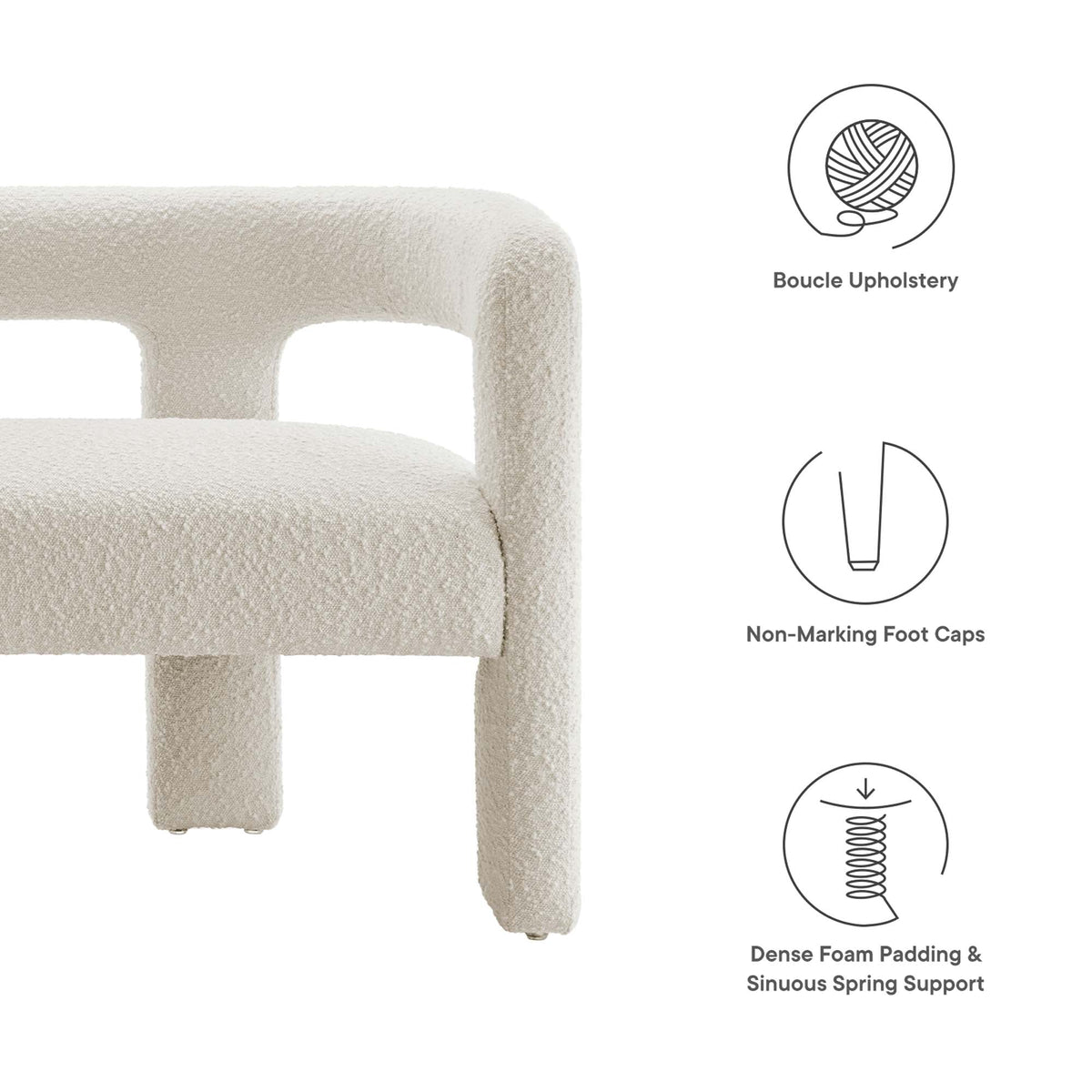 Kayla Ivory Boucle Upholstered Loveseat - Ornate Home