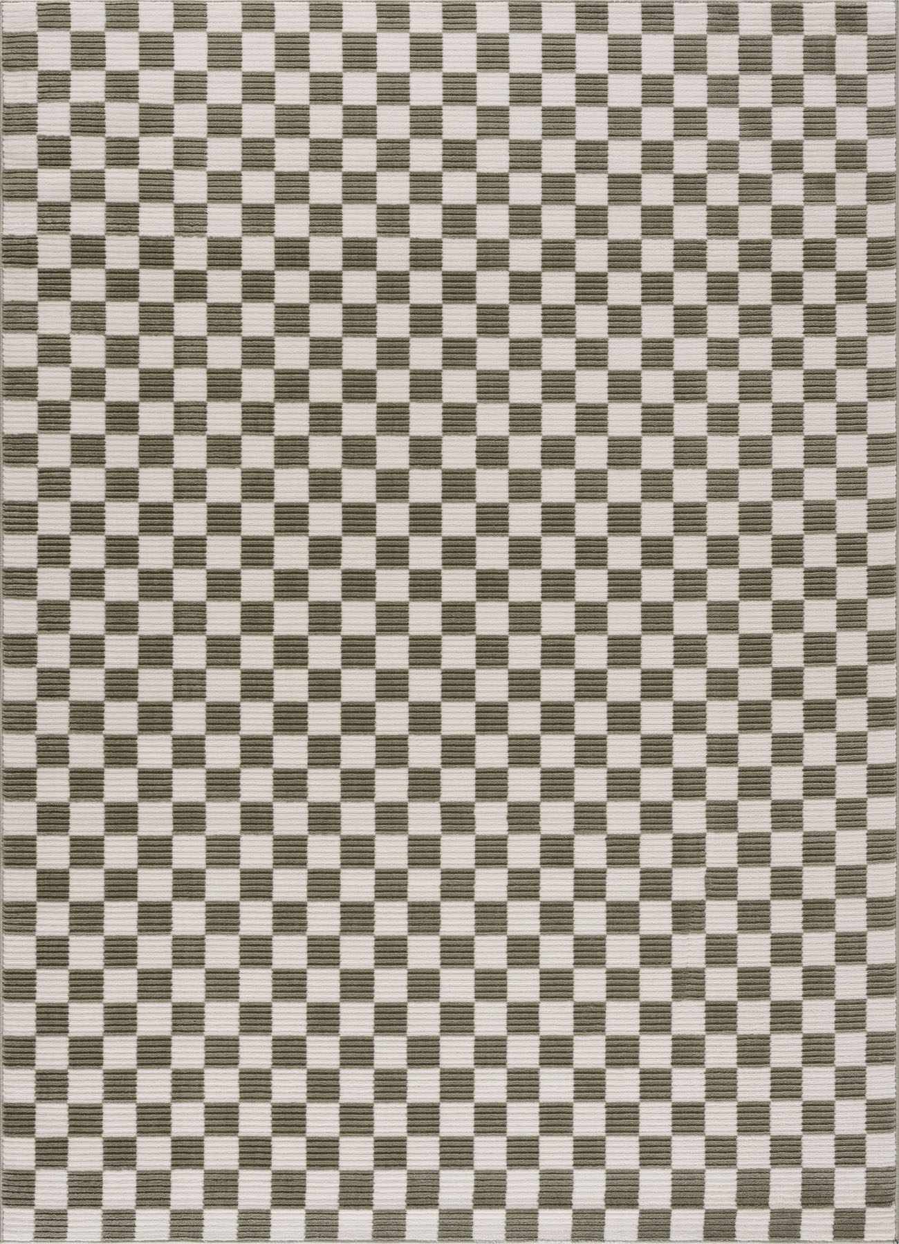 Kaysar Olive Green Checkered Washable Area Rug - Ornate Home