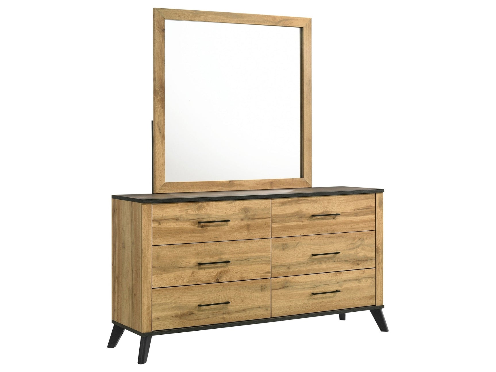 Kaywood Weathered Brown / Natural Pine Dresser and Mirror - Ornate Home