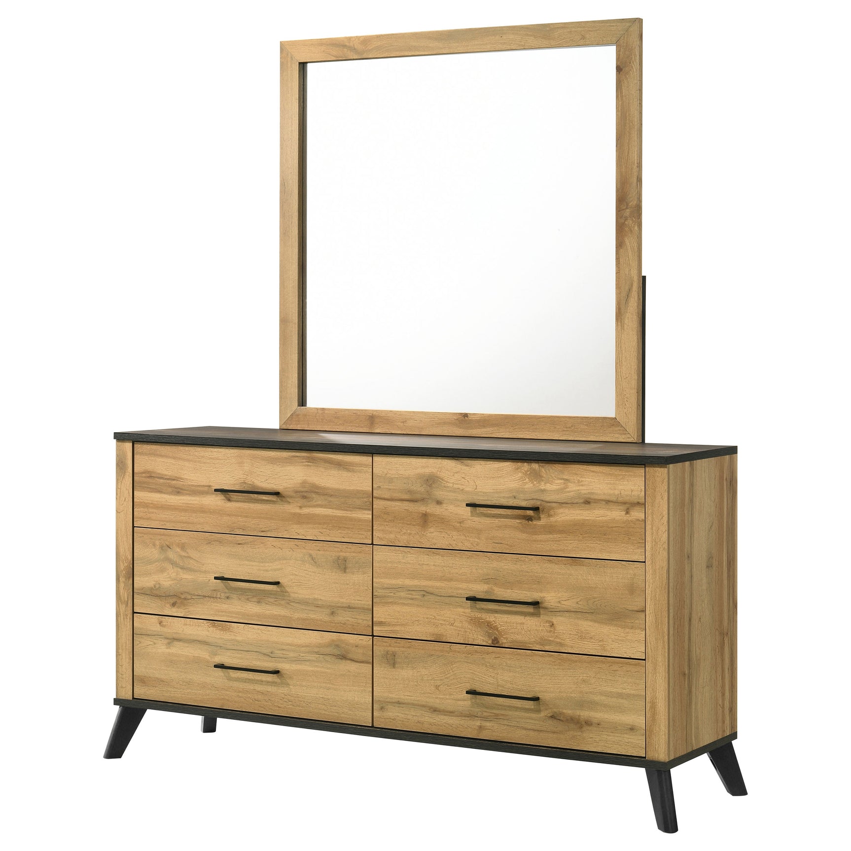 Kaywood Weathered Brown / Natural Pine Dresser and Mirror - Ornate Home