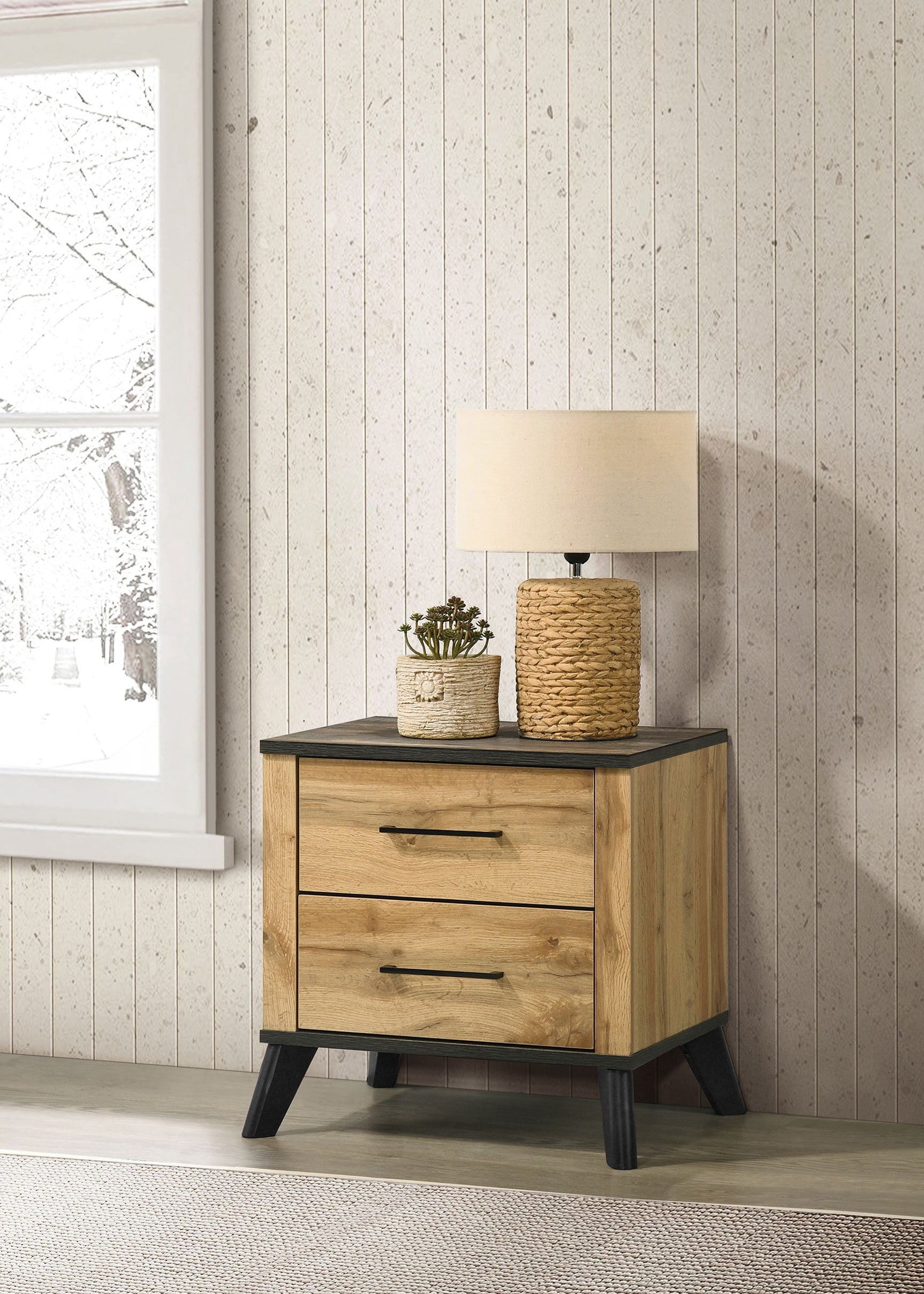 Kaywood Weathered Brown / Natural Pine Nightstand - Ornate Home