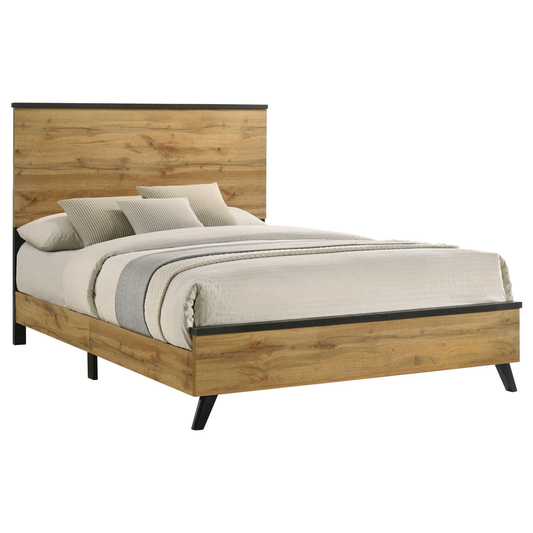 Kaywood Weathered Brown / Natural Pine Queen Panel Bed - Ornate Home