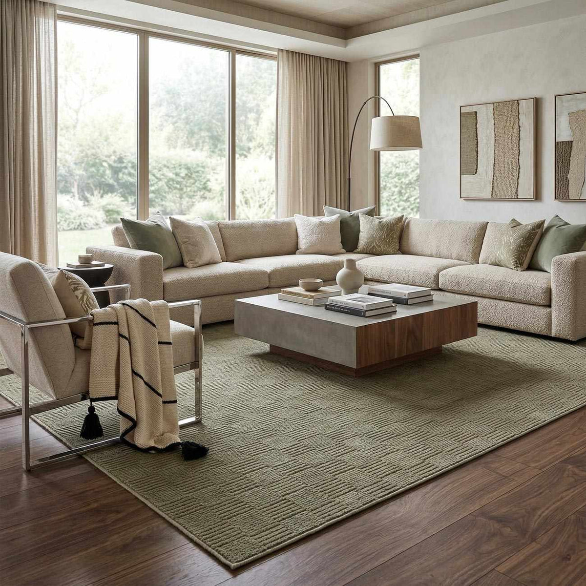 Kazuma Green Washable Area Rug - Ornate Home