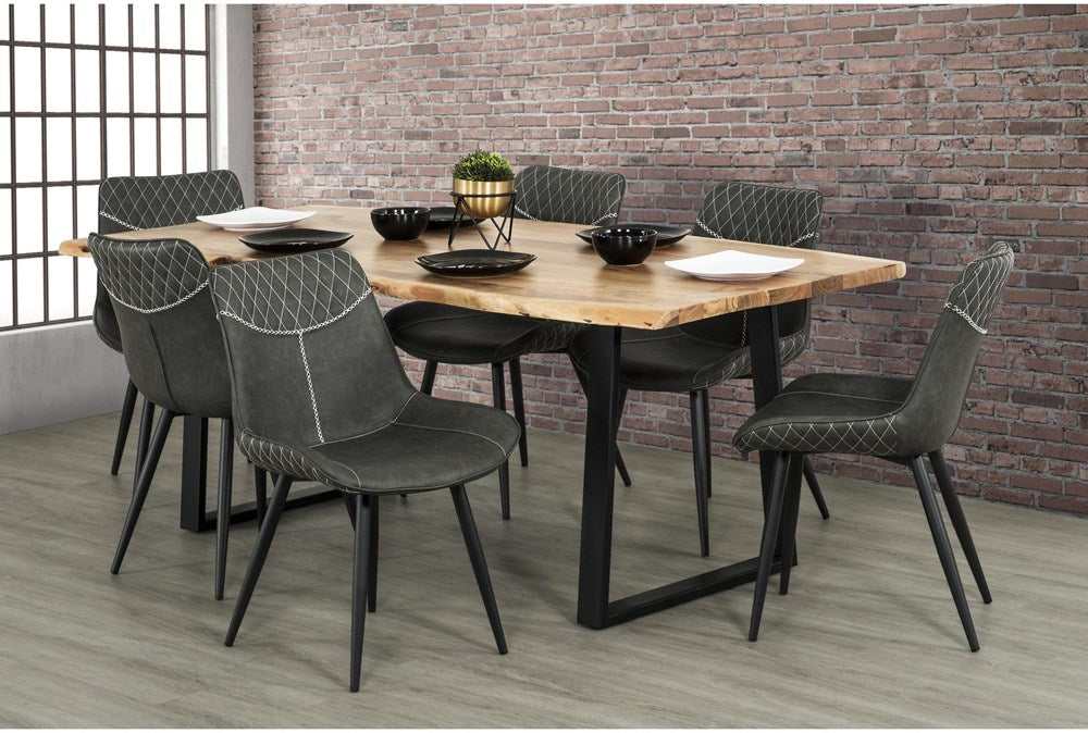 Keal Acacia & Black 79" Dining Table - Ornate Home