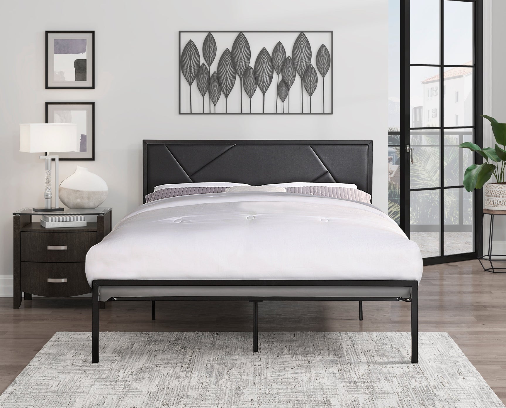 Keegan Gunmetal Queen Platform Bed - Ornate Home