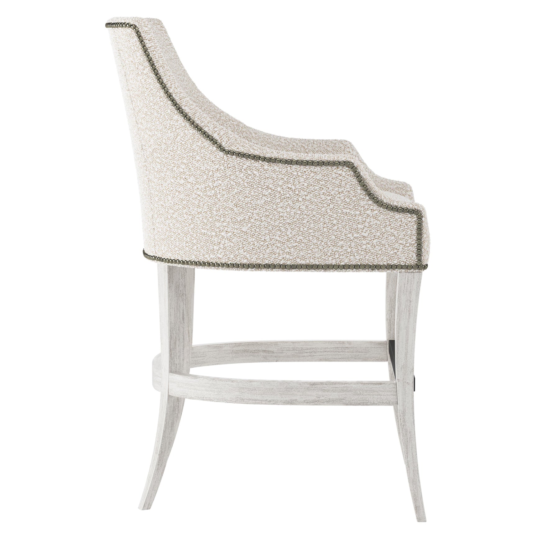 Keeley Glacier White/White/Cream Fabric Counter Stool - Ornate Home