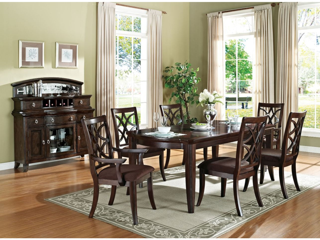 Keenan Dark Walnut Dining Table w/ Extension Leaf - Ornate Home