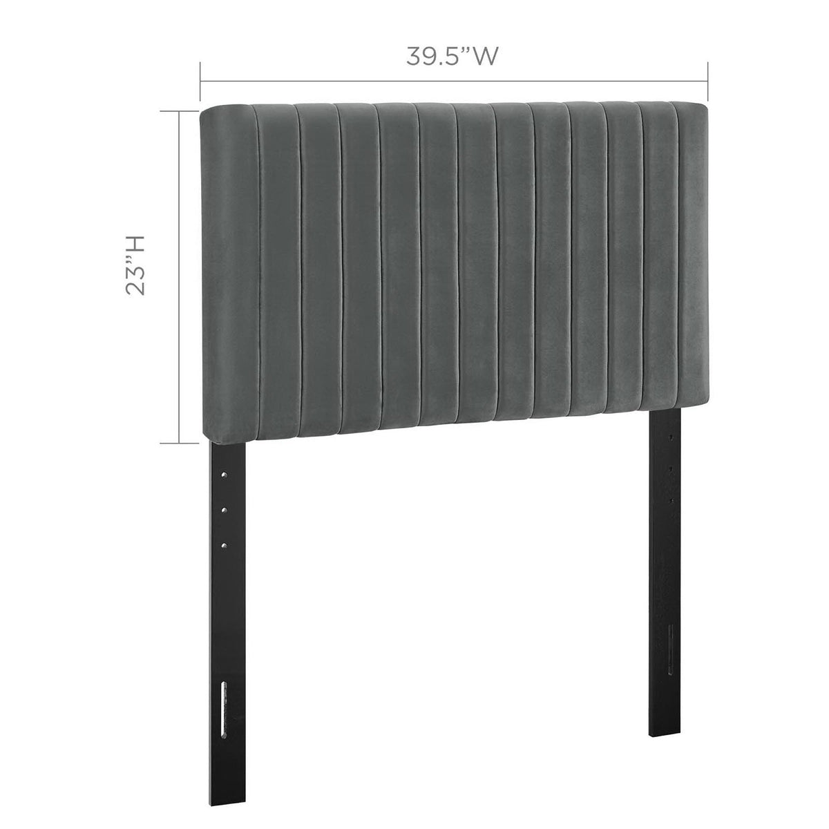 Keira Gray Performance Velvet Twin Headboard - Ornate Home