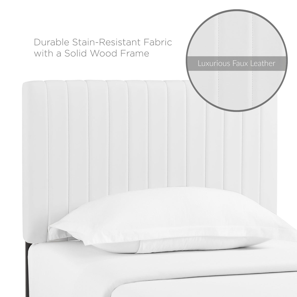 Keira White Faux Leather Twin Headboard - Ornate Home