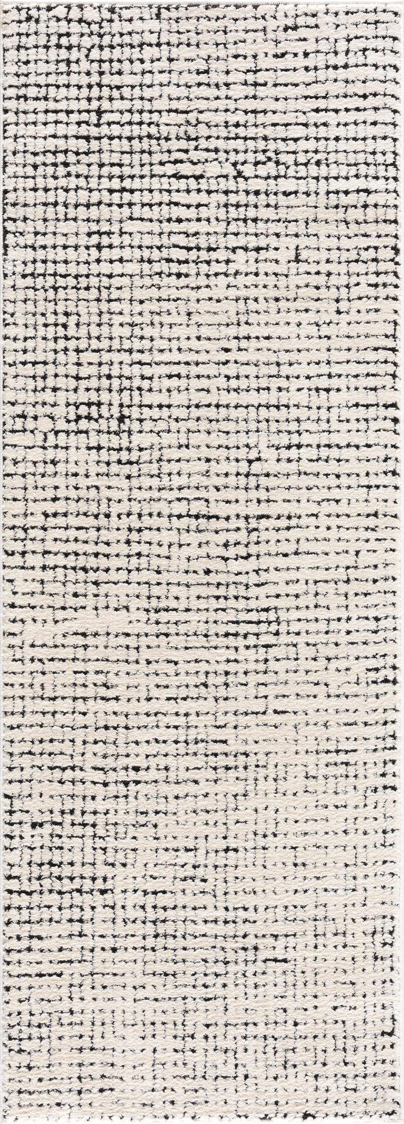 Keita Cream & Black Grid Plush Rug - Ornate Home