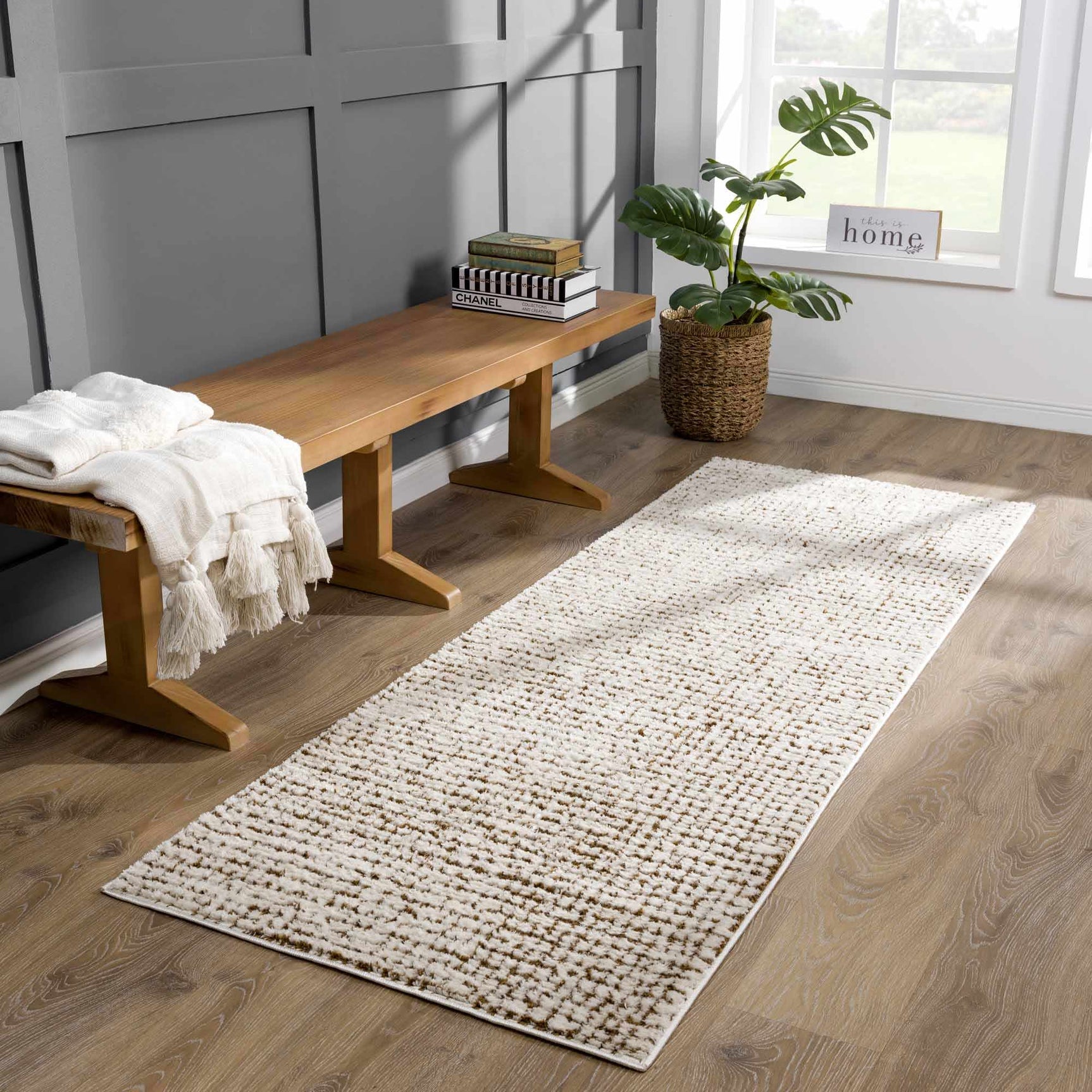 Keita Cream & Brown Area Rug - Ornate Home