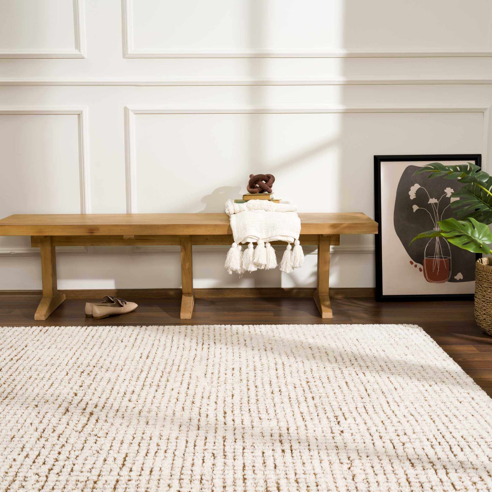 Keita Cream & Brown Area Rug - Ornate Home
