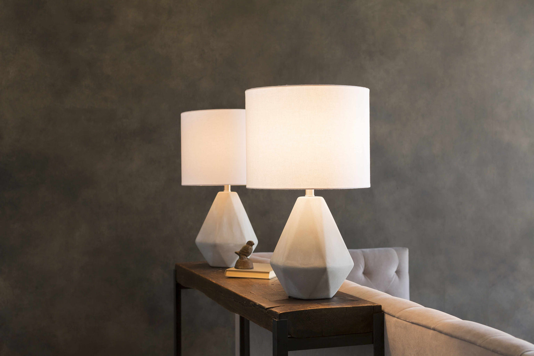 Keles Ribbed Ceramic Gray Table Lamp - Ornate Home