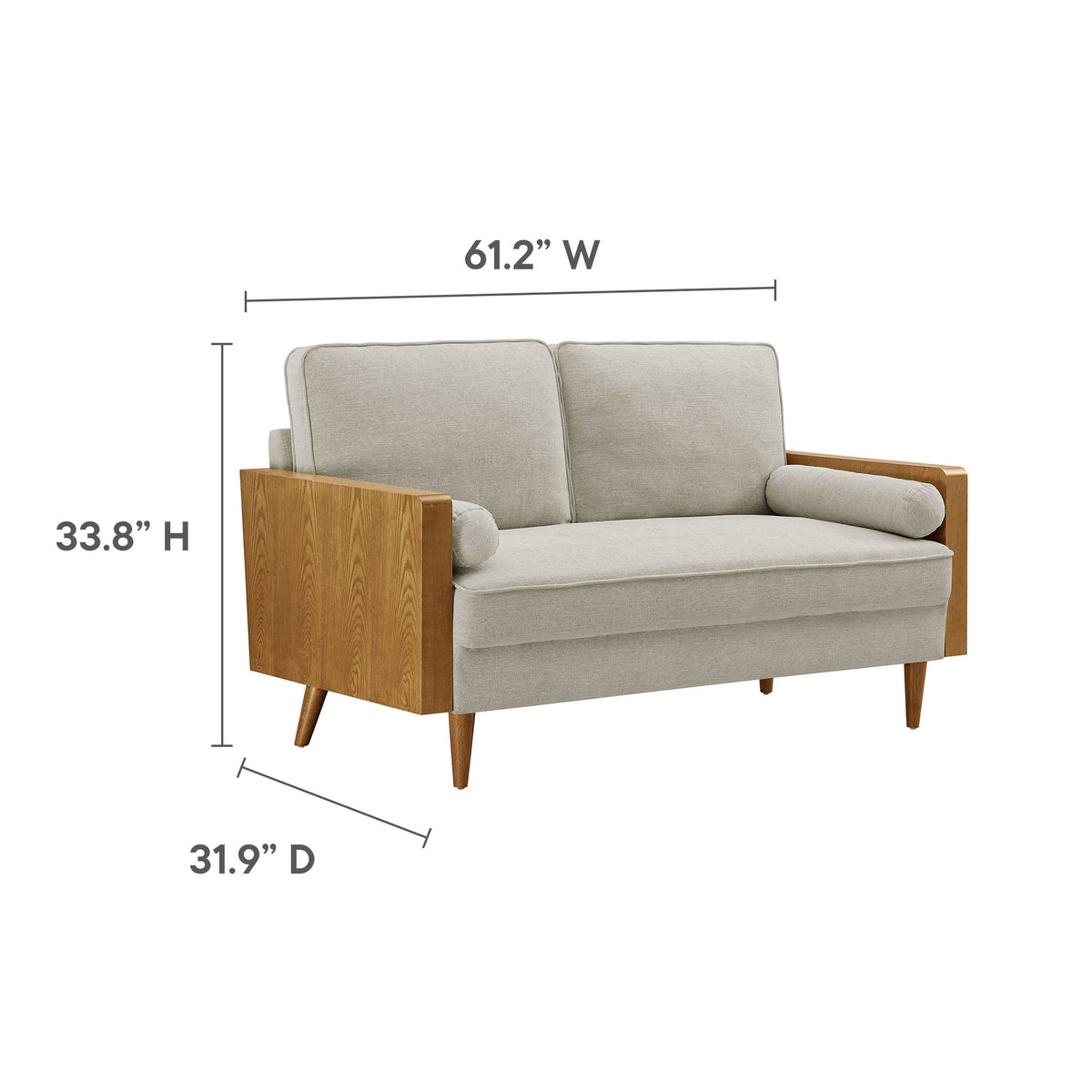 Kellan Walnut/Heathered Ivory Heathered Weave Fabric Loveseat - Ornate Home