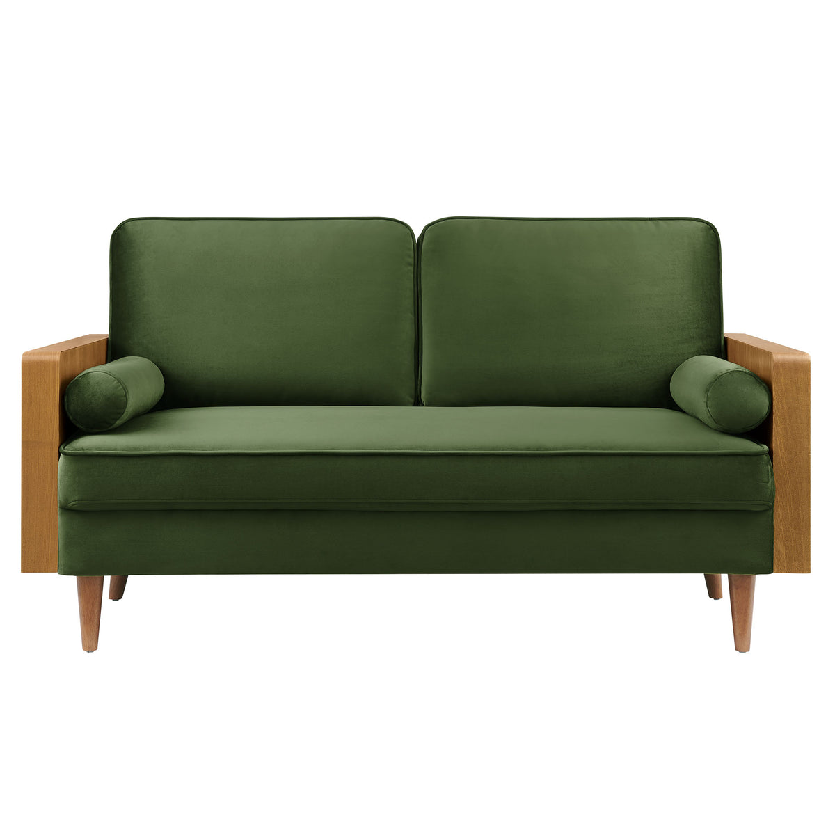 Kellan Walnut/Moss Green Performance Velvet Loveseat - Ornate Home