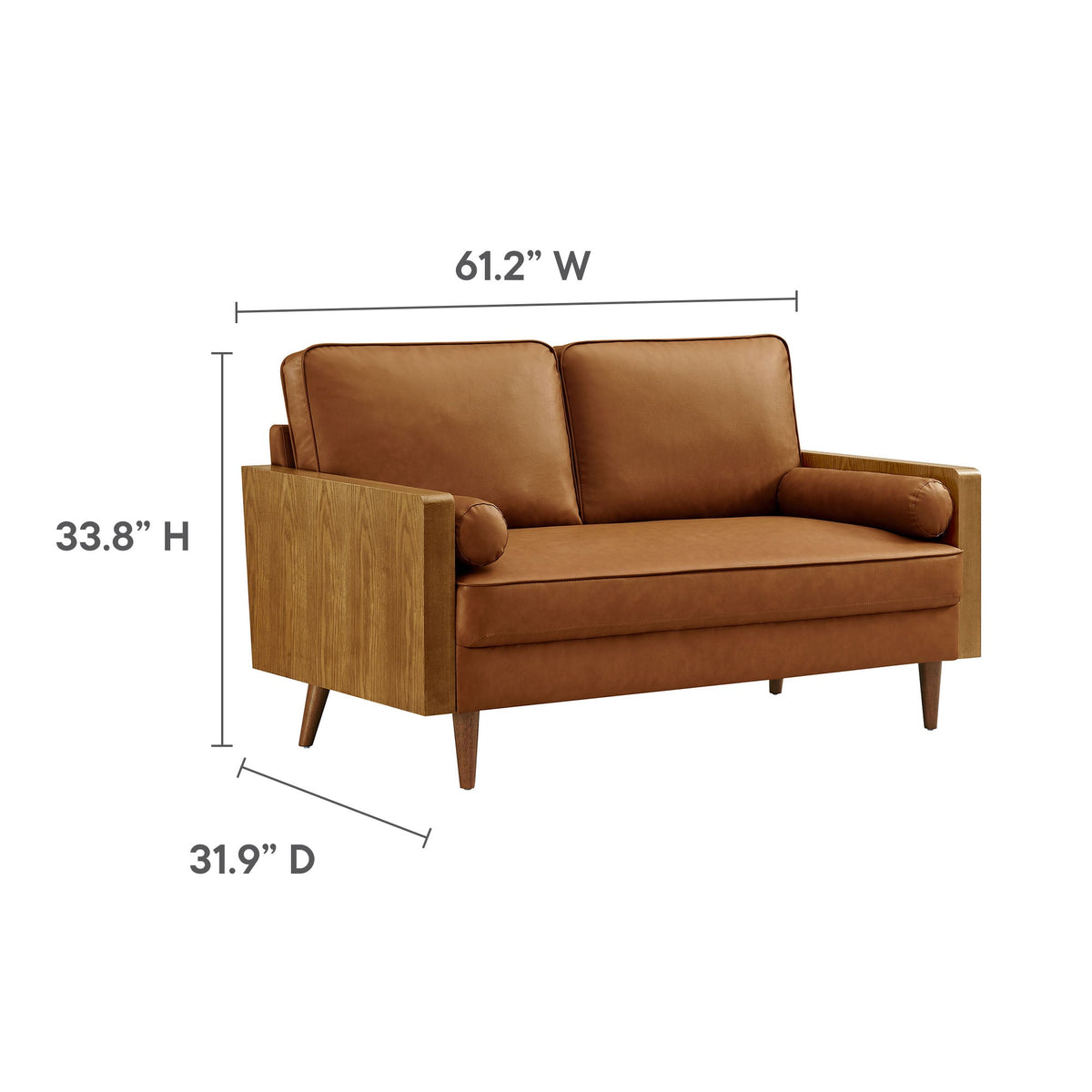 Kellan Walnut/Tan Vegan Leather Loveseat - Ornate Home