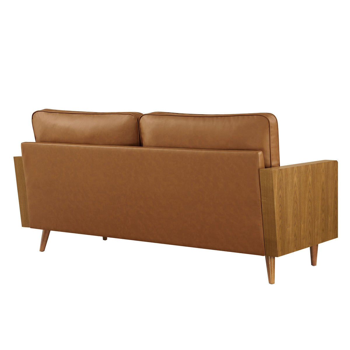 Kellan Walnut/Tan Vegan Leather Sofa - Ornate Home