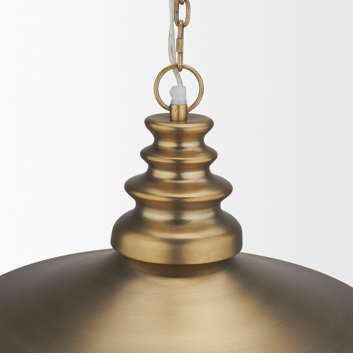 Keller Antiqued Brass Wide Metal 1-Light Pendant - Ornate Home