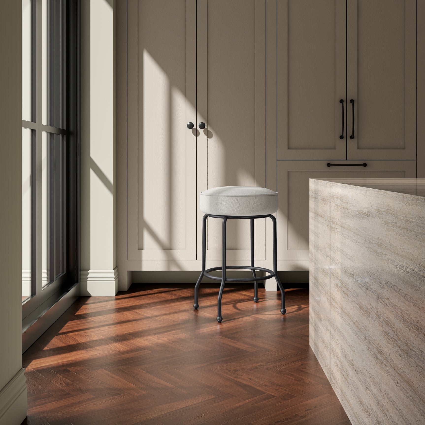 Kelsey Beige Swivel Counter Stool - Ornate Home