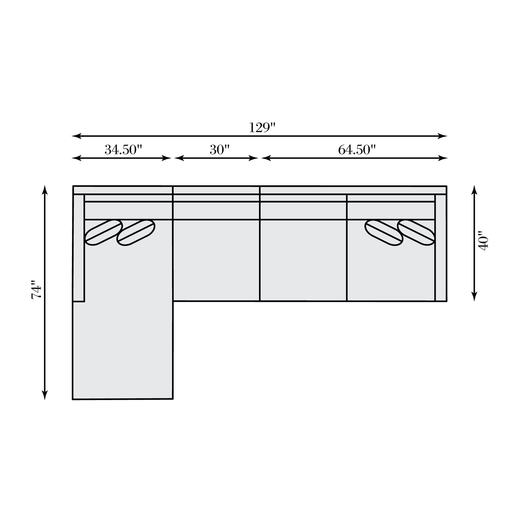Kelsey Grey Fabric Sectional - Ornate Home