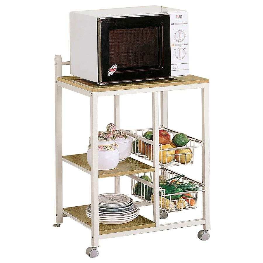 Kelvin Natural Brown & White 2-shelf Kitchen Cart - Ornate Home
