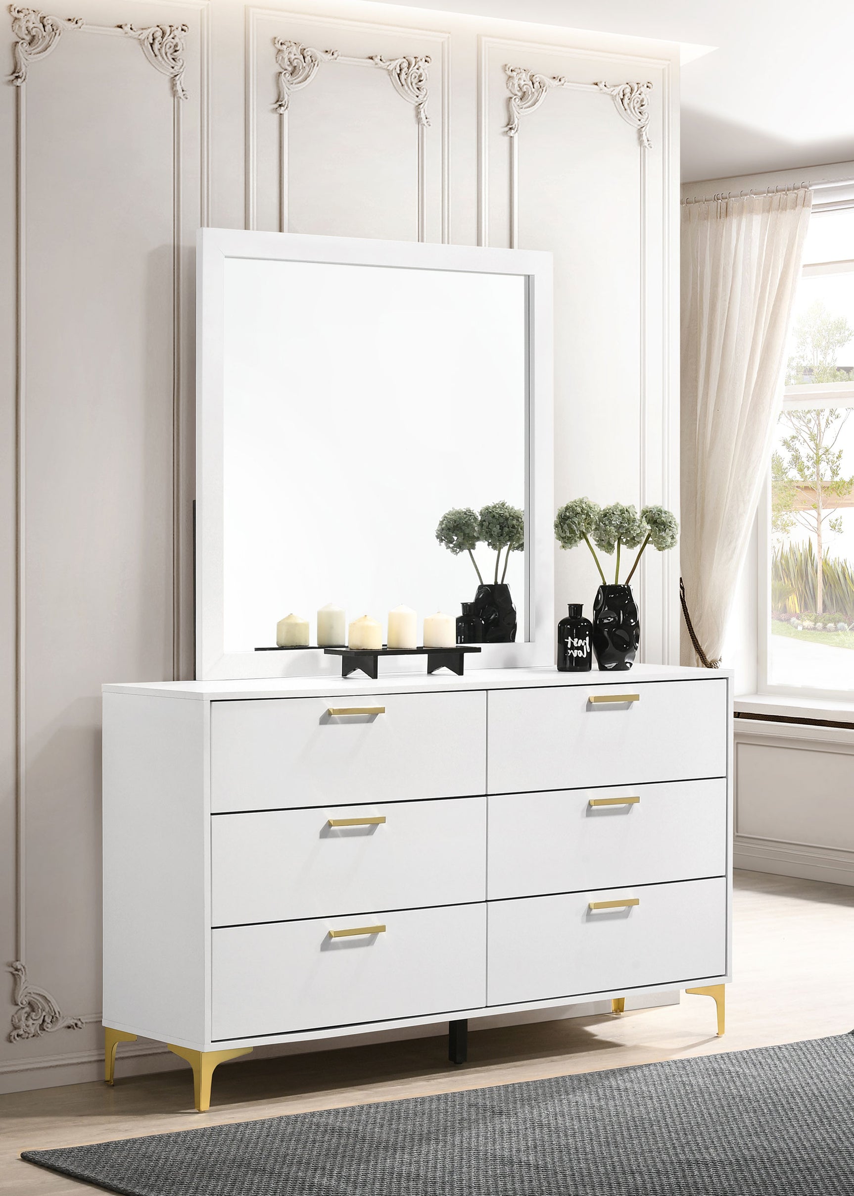 Kendall White Dresser and Mirror - Ornate Home