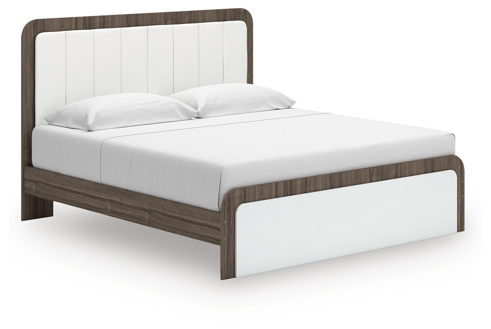 Kendanport Brown/White King Upholstered Bed, Dresser and Mirror - Ornate Home