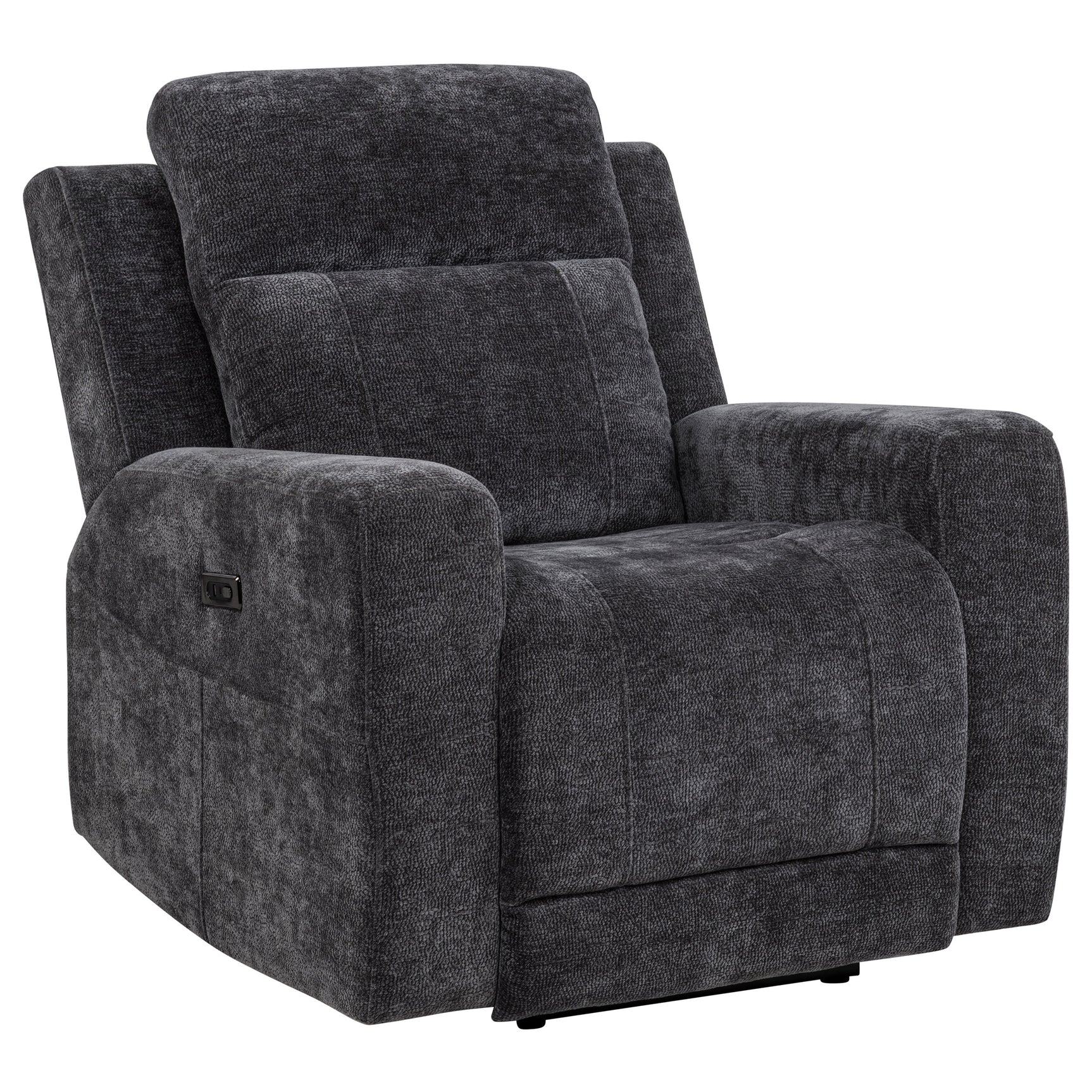 Kennett Dark Grey Chenille Upholstered Power Recliner Chair - Ornate Home